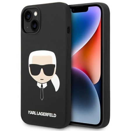 Husa pentru iPhone 15 Plus / iPhone 14 Plus - Karl Lagerfeld Silicone MagSafe (KLHMP14MSLKHBK) - Karls Head