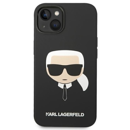 Husa pentru iPhone 15 Plus / iPhone 14 Plus - Karl Lagerfeld Silicone MagSafe (KLHMP14MSLKHBK) - Karls Head