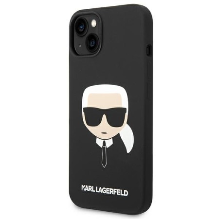 Husa pentru iPhone 15 Plus / iPhone 14 Plus - Karl Lagerfeld Silicone MagSafe (KLHMP14MSLKHBK) - Karls Head