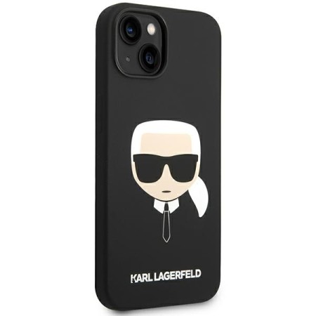 Husa pentru iPhone 15 Plus / iPhone 14 Plus - Karl Lagerfeld Silicone MagSafe (KLHMP14MSLKHBK) - Karls Head