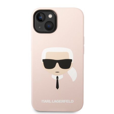 Husa pentru iPhone 15 Plus / iPhone 14 Plus - Karl Lagerfeld Silicone MagSafe (KLHMP14MSLKHLP) - Light Pink Karls Head