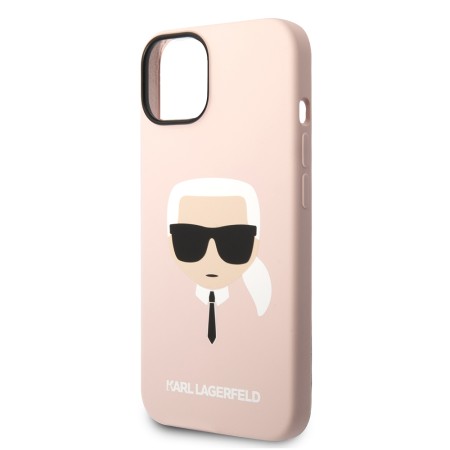 Husa pentru iPhone 15 Plus / iPhone 14 Plus - Karl Lagerfeld Silicone MagSafe (KLHMP14MSLKHLP) - Light Pink Karls Head