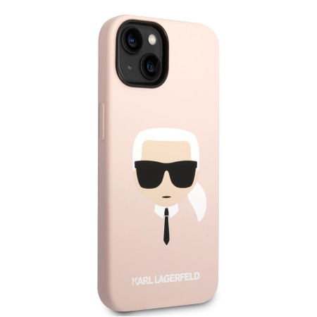 Husa pentru iPhone 15 Plus / iPhone 14 Plus - Karl Lagerfeld Silicone MagSafe (KLHMP14MSLKHLP) - Light Pink Karls Head