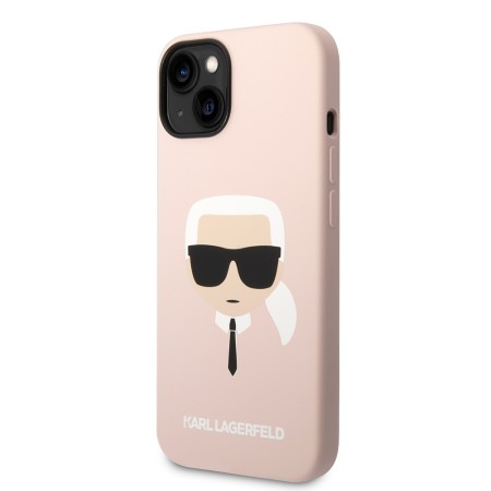 Husa pentru iPhone 15 Plus / iPhone 14 Plus - Karl Lagerfeld Silicone MagSafe (KLHMP14MSLKHLP) - Light Pink Karls Head