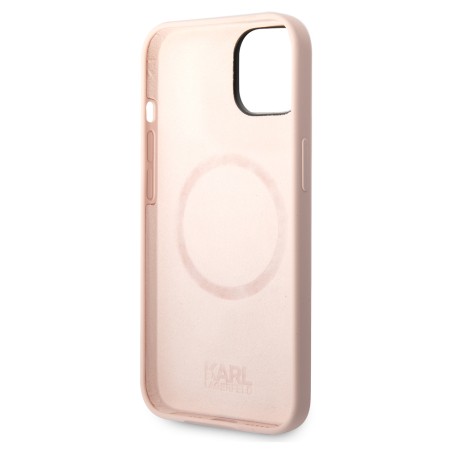 Husa pentru iPhone 15 Plus / iPhone 14 Plus - Karl Lagerfeld Silicone MagSafe (KLHMP14MSLKHLP) - Light Pink Karls Head