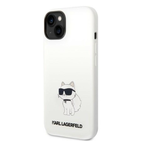 Husa pentru iPhone 15 Plus / iPhone 14 Plus - Karl Lagerfeld Silicone MagSafe (KLHMP14MSNCHBCH) - White Choupette