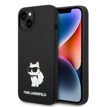 Husa pentru iPhone 15 Plus / iPhone 14 Plus - Karl Lagerfeld Silicone MagSafe (KLHMP14MSNCHBCK) - Choupette