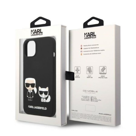 Husa pentru iPhone 15 Plus / iPhone 14 Plus - Karl Lagerfeld Silicone Liquid MagSafe (KLHMP14MSSKCK) - KarlandChoupette