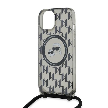 Husa pentru iPhone 15 / iPhone 14 / iPhone 13 - Karl Lagerfeld IML Crossbody MagSafe (KLHMP15SHCKCKLCK) - Monogram KarlandChoupette Head