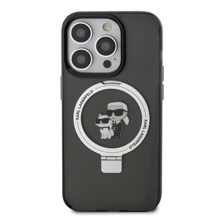 Husa pentru iPhone 14 Pro - Karl Lagerfeld Hardcase Ring Stand MagSafe (KLHMP14LHMRSKCK) - KarlandChoupette