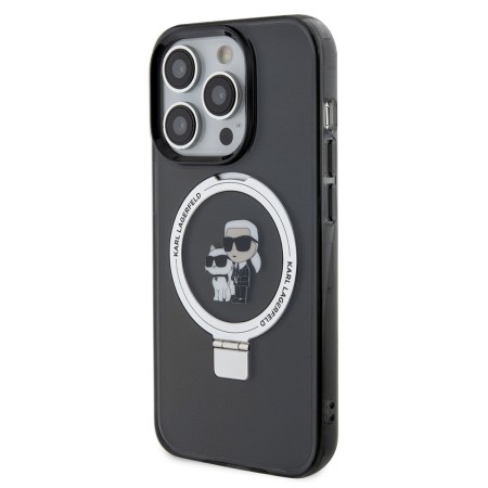 Husa pentru iPhone 14 Pro - Karl Lagerfeld Hardcase Ring Stand MagSafe (KLHMP14LHMRSKCK) - KarlandChoupette