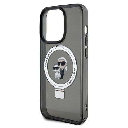 Husa pentru iPhone 14 Pro - Karl Lagerfeld Hardcase Ring Stand MagSafe (KLHMP14LHMRSKCK) - KarlandChoupette