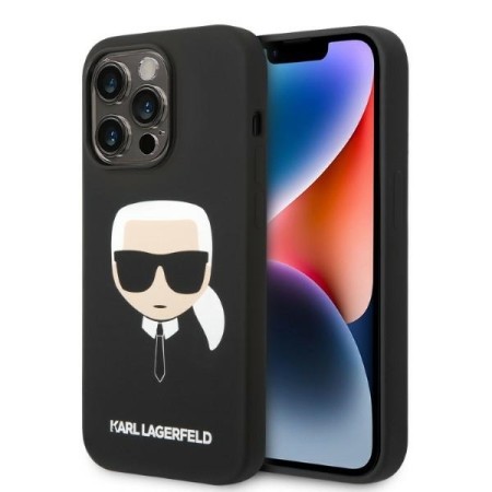 Husa pentru iPhone 14 Pro - Karl Lagerfeld Silicone MagSafe (KLHMP14LSLKHBK) - Karls Head