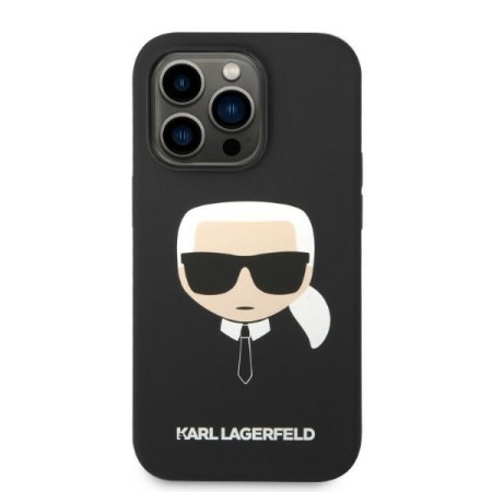 Husa pentru iPhone 14 Pro - Karl Lagerfeld Silicone MagSafe (KLHMP14LSLKHBK) - Karls Head