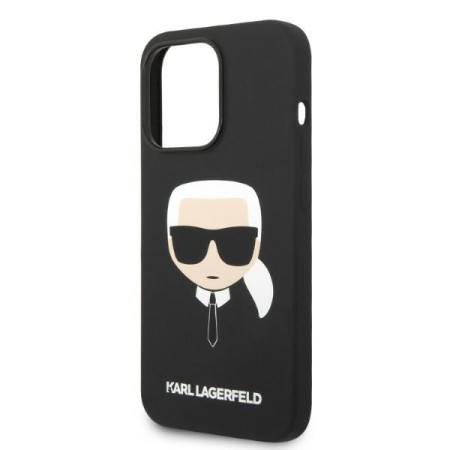 Husa pentru iPhone 14 Pro - Karl Lagerfeld Silicone MagSafe (KLHMP14LSLKHBK) - Karls Head