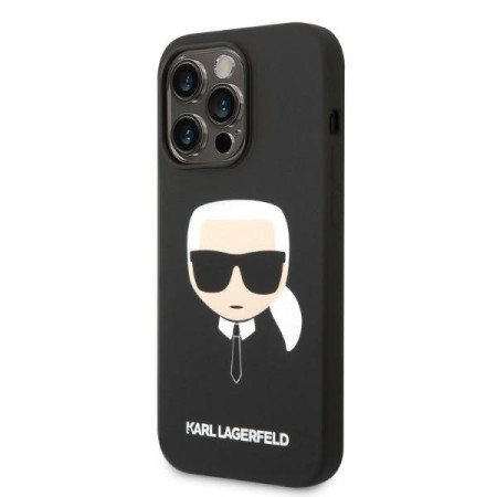 Husa pentru iPhone 14 Pro - Karl Lagerfeld Silicone MagSafe (KLHMP14LSLKHBK) - Karls Head