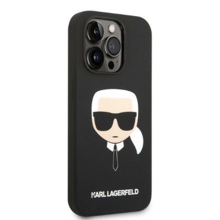 Husa pentru iPhone 14 Pro - Karl Lagerfeld Silicone MagSafe (KLHMP14LSLKHBK) - Karls Head