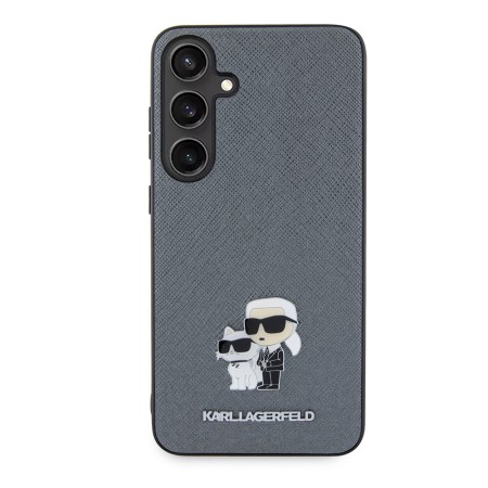 Husa pentru Samsung Galaxy S24 Plus - Karl Lagerfeld Saffiano (KLHCS24MPSAKCMPG) - Grey KarlandChoupette Metal Pin