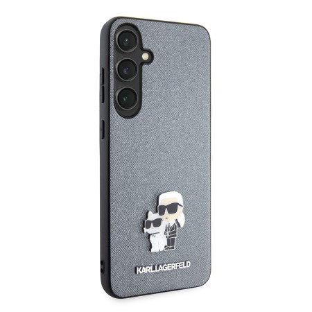 Husa pentru Samsung Galaxy S24 Plus - Karl Lagerfeld Saffiano (KLHCS24MPSAKCMPG) - Grey KarlandChoupette Metal Pin