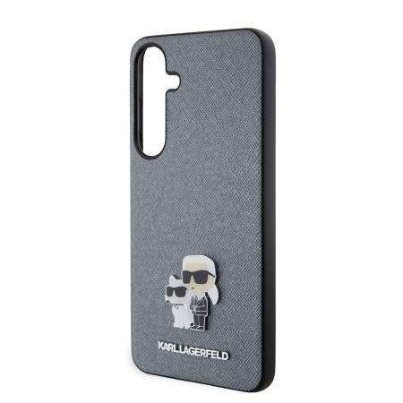 Husa pentru Samsung Galaxy S24 Plus - Karl Lagerfeld Saffiano (KLHCS24MPSAKCMPG) - Grey KarlandChoupette Metal Pin