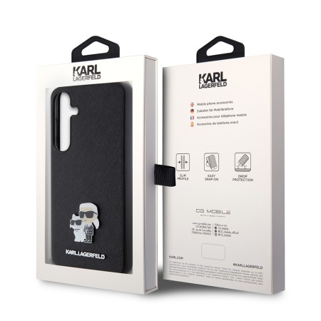 Husa pentru Samsung Galaxy S24 Plus - Karl Lagerfeld Saffiano (KLHCS24MPSAKCMPK) - KarlandChoupette Metal Pin