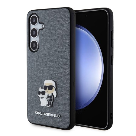 Husa pentru Samsung Galaxy S24 - Karl Lagerfeld Saffiano (KLHCS24SPSAKCMPG) - Grey KarlandChoupette Metal Pin