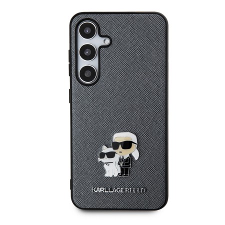 Husa pentru Samsung Galaxy S24 - Karl Lagerfeld Saffiano (KLHCS24SPSAKCMPG) - Grey KarlandChoupette Metal Pin