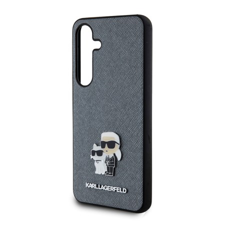 Husa pentru Samsung Galaxy S24 - Karl Lagerfeld Saffiano (KLHCS24SPSAKCMPG) - Grey KarlandChoupette Metal Pin