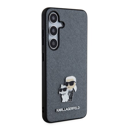 Husa pentru Samsung Galaxy S24 - Karl Lagerfeld Saffiano (KLHCS24SPSAKCMPG) - Grey KarlandChoupette Metal Pin