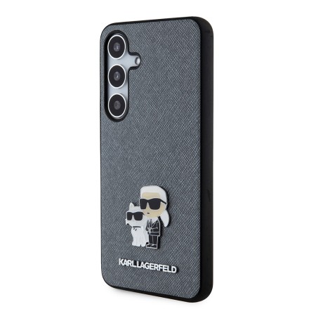 Husa pentru Samsung Galaxy S24 - Karl Lagerfeld Saffiano (KLHCS24SPSAKCMPG) - Grey KarlandChoupette Metal Pin