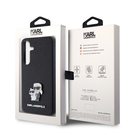 Husa pentru Samsung Galaxy S24 - Karl Lagerfeld Saffiano (KLHCS24SPSAKCMPK) - KarlandChoupette Metal Pin