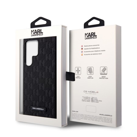 Husa pentru Samsung Galaxy S23 Ultra - Karl Lagerfeld Saffiano (KLHCS23LSAKLHPK) - Mono Metal Logo