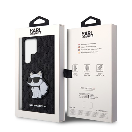 Husa pentru Samsung Galaxy S23 Ultra - Karl Lagerfeld Saffiano (KLHCS23LSAKLHCPK) - Monogram Choupette