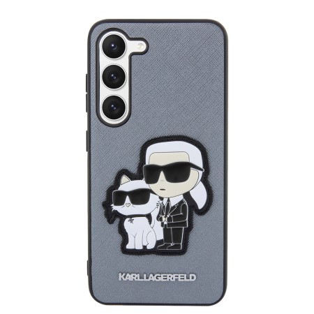 Husa pentru Samsung Galaxy S23 Plus (KLHCS23MSANKCPG) - Karl Lagerfeld Saffiano - Grey KarlandChoupette Metal Pin