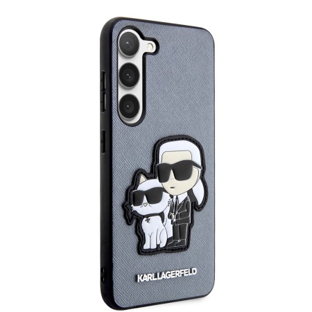 Husa pentru Samsung Galaxy S23 Plus (KLHCS23MSANKCPG) - Karl Lagerfeld Saffiano - Grey KarlandChoupette Metal Pin