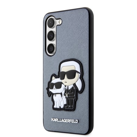 Husa pentru Samsung Galaxy S23 Plus (KLHCS23MSANKCPG) - Karl Lagerfeld Saffiano - Grey KarlandChoupette Metal Pin