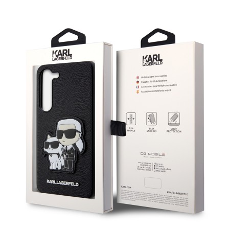 Husa pentru Samsung Galaxy S23 Plus - Karl Lagerfeld Saffiano (KLHCS23MSANKCPK) - KarlandChoupette Metal Pin