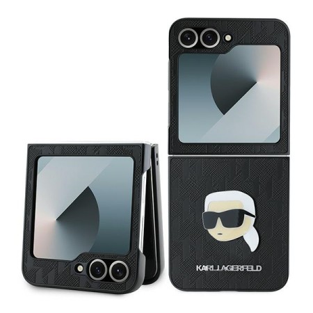 Husa pentru Samsung Galaxy Z Flip6 - Karl Lagerfeld Saffiano (KLHCZF6PGKSKIHK) - Monogram Head Pin