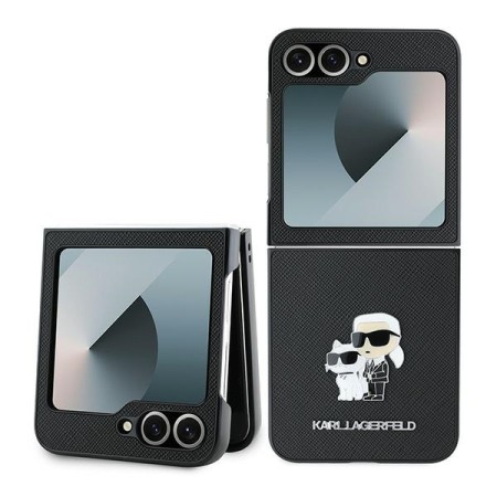 Husa pentru Samsung Galaxy Z Flip6 - Karl Lagerfeld Saffiano (KLHCZF6SAPKCNPK) - KarlandChoupette Metal Pin