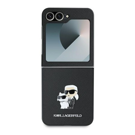 Husa pentru Samsung Galaxy Z Flip6 - Karl Lagerfeld Saffiano (KLHCZF6SAPKCNPK) - KarlandChoupette Metal Pin