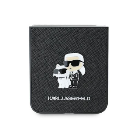 Husa pentru Samsung Galaxy Z Flip6 - Karl Lagerfeld Saffiano (KLHCZF6SAPKCNPK) - KarlandChoupette Metal Pin