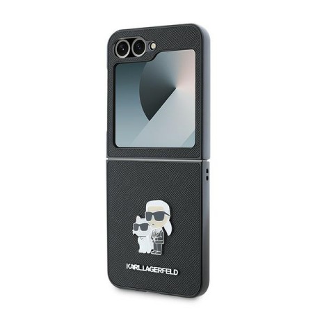 Husa pentru Samsung Galaxy Z Flip6 - Karl Lagerfeld Saffiano (KLHCZF6SAPKCNPK) - KarlandChoupette Metal Pin