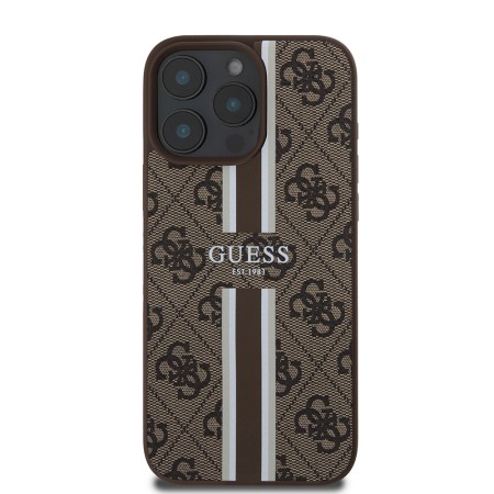 Husa pentru iPhone 16 Pro - Guess Hardcase 4G Printed Stripes MagSafe (GUHMP16LP4RPSW) - Brown