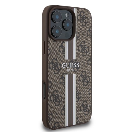 Husa pentru iPhone 16 Pro - Guess Hardcase 4G Printed Stripes MagSafe (GUHMP16LP4RPSW) - Brown