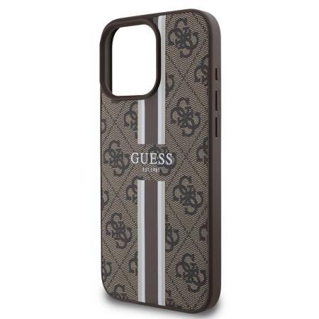 Husa pentru iPhone 16 Pro - Guess Hardcase 4G Printed Stripes MagSafe (GUHMP16LP4RPSW) - Brown