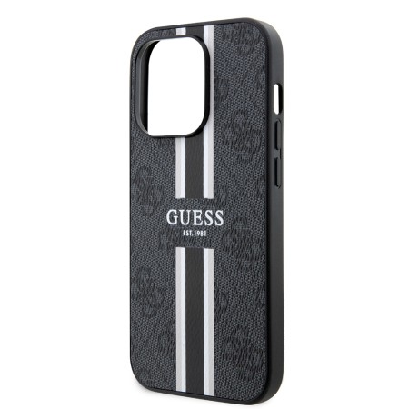 Husa pentru iPhone 15 Pro Max - Guess Hardcase 4G Printed Stripes MagSafe (GUHMP15XP4RPSK) - Black