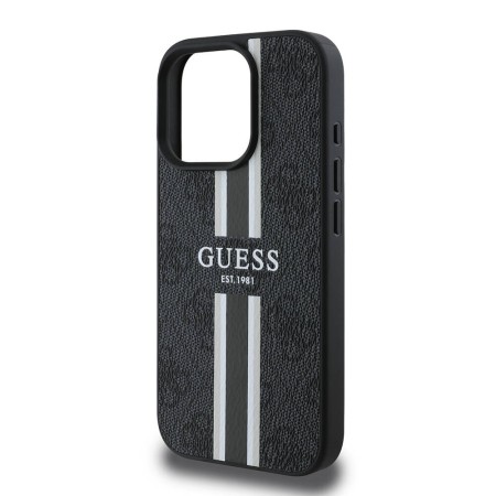 Husa pentru iPhone 16 Pro - Guess Hardcase 4G Printed Stripes MagSafe (GUHMP16LP4RPSK) - Black