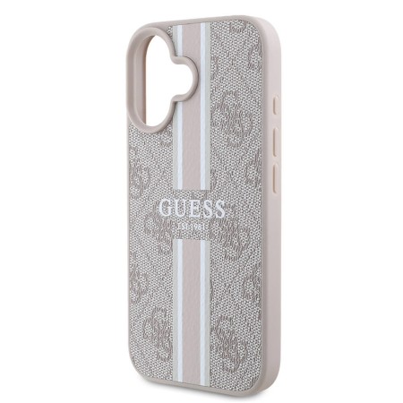 Husa pentru iPhone 16 - Guess Hardcase 4G Printed Stripes MagSafe (GUHMP16SP4RPSP) - Pink