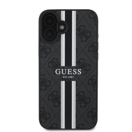 Husa pentru iPhone 16 Plus - Guess Hardcase 4G Printed Stripes MagSafe (GUHMP16MP4RPSK) - Black