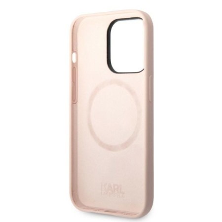 Husa pentru iPhone 14 Pro - Karl Lagerfeld Silicone MagSafe (KLHMP14LSSKCI) - Light Pink KarlandChoupette